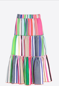 Vilagallo Lorenzo Stripe Linen Skirt