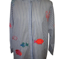 Load image into Gallery viewer, Vilagallo Louise Blue Stripe Linen Shirt
