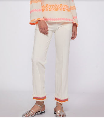 Vilagallo Carole White Knit Perfect Fit Trousers