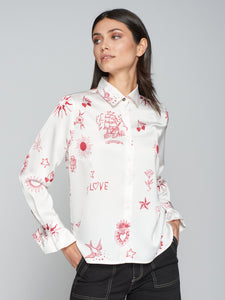 Vilagallo Love Print Blouse