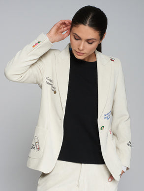 Vilagallo Wide Wale Corduroy Jacket with Spanish Sayings