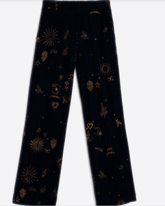 Vilagallo Navy Velvet Flocked Glitter Trousers