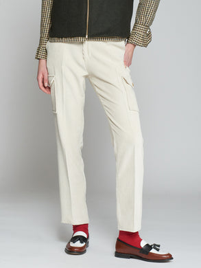 Vilagallo Cream Wide Wale Corduroy Trousers