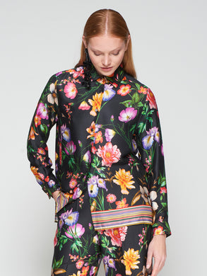 Vilagallo Shirt Tea Estampado Flor Negro
