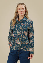 Load image into Gallery viewer, Adini Velma Top with Jacquard Print Deepest Teal