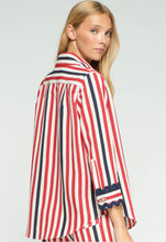 Load image into Gallery viewer, Vilagallo Striped Shirt with Wavy Cuff Trim