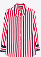 Load image into Gallery viewer, Vilagallo Striped Shirt with Wavy Cuff Trim