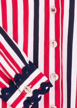 Load image into Gallery viewer, Vilagallo Striped Shirt with Wavy Cuff Trim