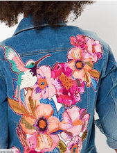 Load image into Gallery viewer, Joys of Spring Applique &amp; Embroidered Denim Jacket