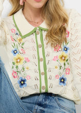 Load image into Gallery viewer, Joe Browns Suzie Floral Embroidered Collared Pointelle Cardigan