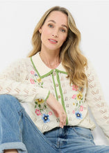 Load image into Gallery viewer, Joe Browns Suzie Floral Embroidered Collared Pointelle Cardigan