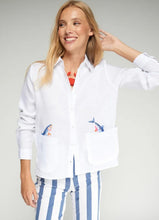 Load image into Gallery viewer, Vilagallo Linen Shirt w Embroidered Fish