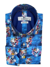 Load image into Gallery viewer, Caludio Lugli Skulls Blue Long Sleeve Shirt