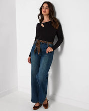 Load image into Gallery viewer, Joe Browns Wide Leg Jeans w/Leopard Print Scarf Belt