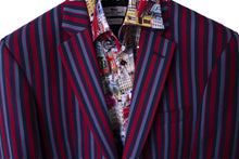 Load image into Gallery viewer, Santinelli Austria Subalpino Navy/Red Bold Stripe Boater Jacket