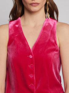 Vilagallo Smart Pink Velvet Waistcoat