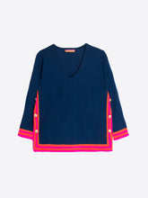 Load image into Gallery viewer, Vilagallo Side Button Navy Sweater
