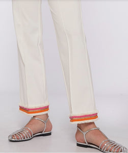 Vilgallo Carole White Knit Perfect Fit Trousers